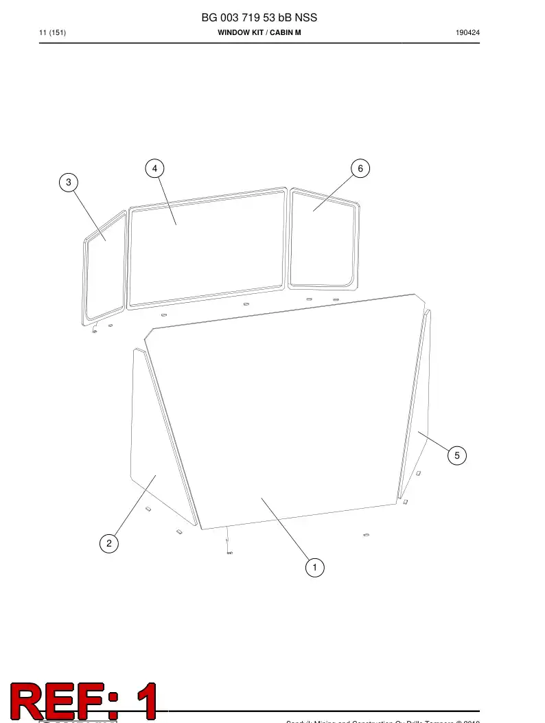 BG00371970b BG 003 719 70b Window, Front - Sandvik Technical Drawing
