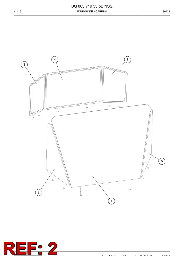 BG00371972b BG 003 719 72b Window, Front - Sandvik Technical Drawing