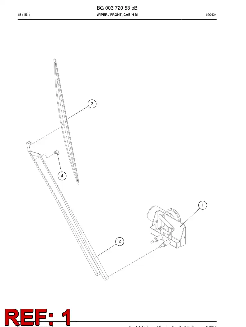 BG00372175a BG 003 721 75a Motor, Wiper - Sandvik Technical Drawing