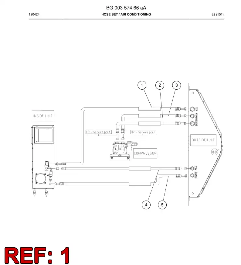 BG00372632a BG 003 726 32a Hose, Refrigeration - Sandvik Technical Drawing