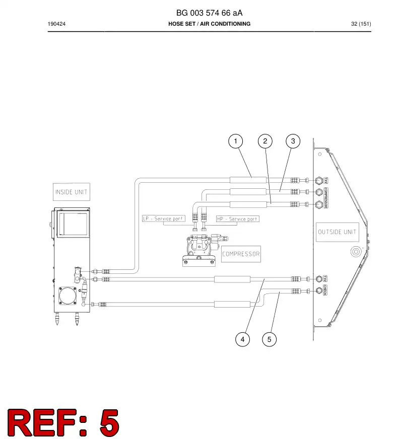 BG00372636b BG 003 726 36b Hose, Refrigeration - Sandvik Technical Drawing