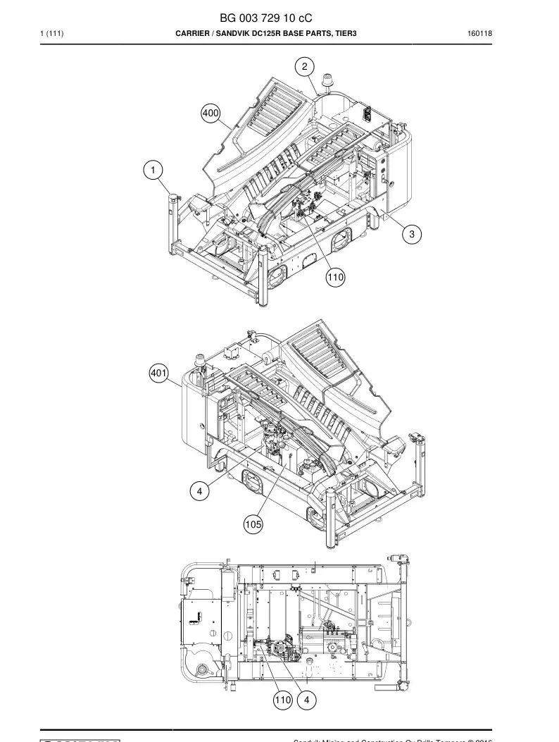 BG00372910c BG 003 729 10c Carrier - Sandvik Technical Drawing