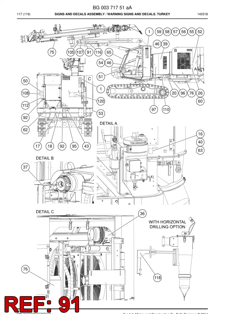 BG00373145a BG 003 731 45a Sign - Sandvik Technical Drawing