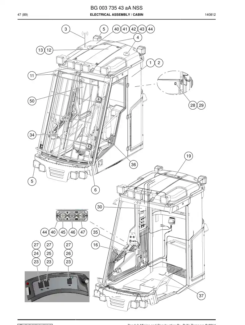 BG00373543a BG 003 735 43a Electrical Assembly - Sandvik Technical Drawing