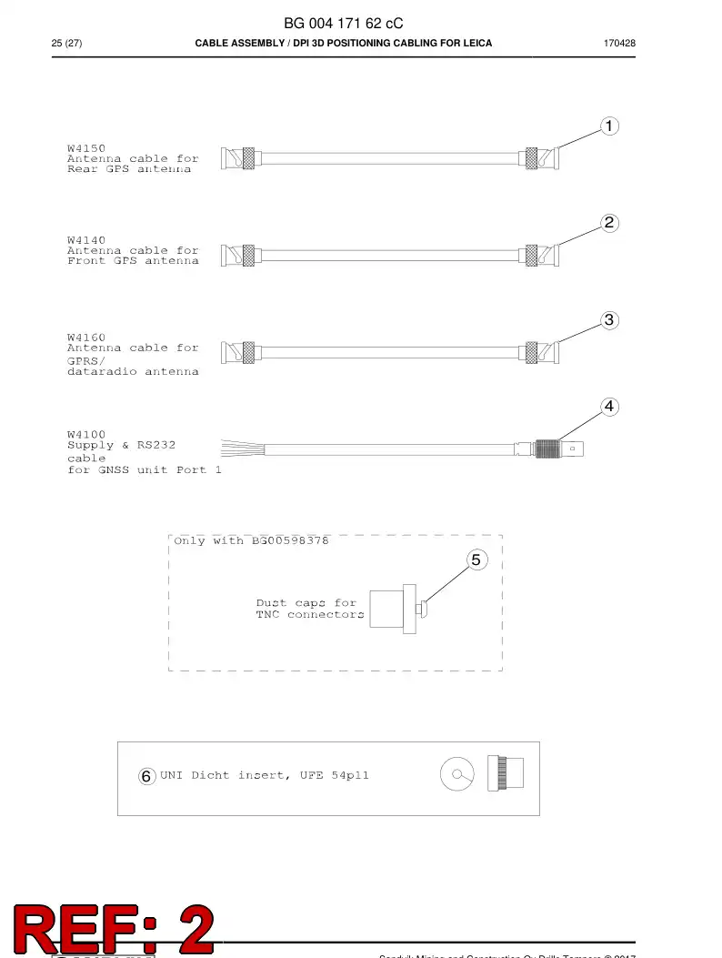 BG00373996a BG 003 739 96a Cable - Sandvik Technical Drawing