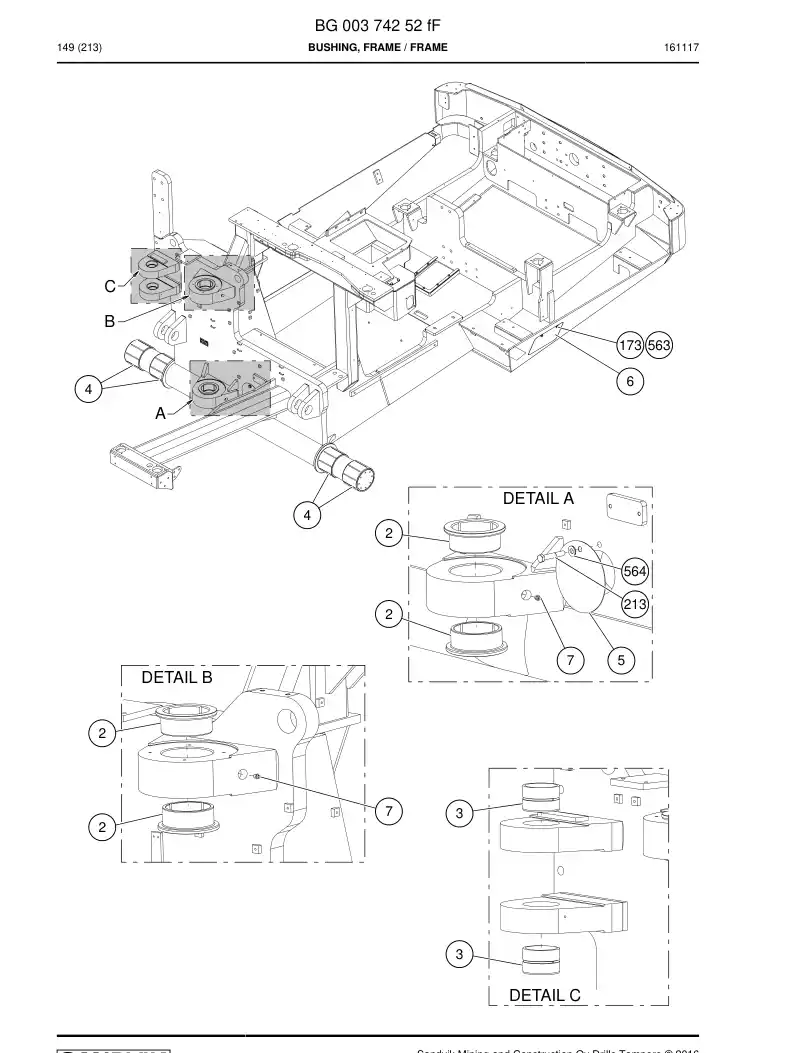BG00374252f BG 003 742 52f Bushing, Frame - Sandvik Technical Drawing