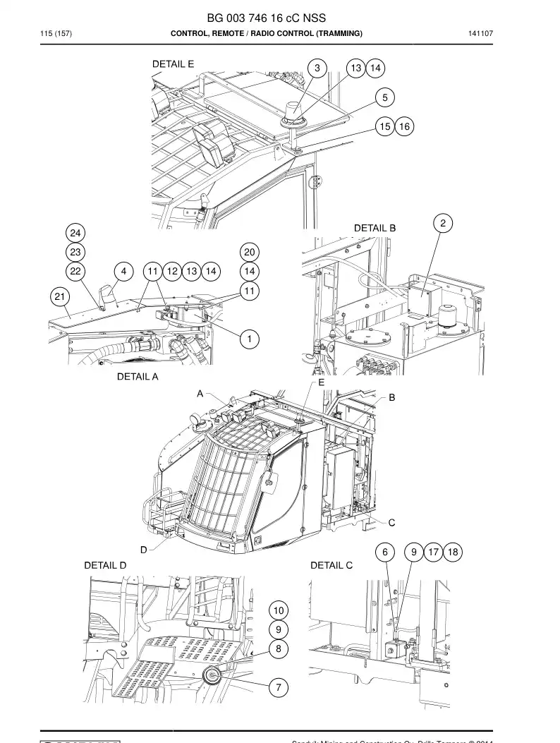 BG00374616c BG 003 746 16c Control, Remote - Sandvik Technical Drawing