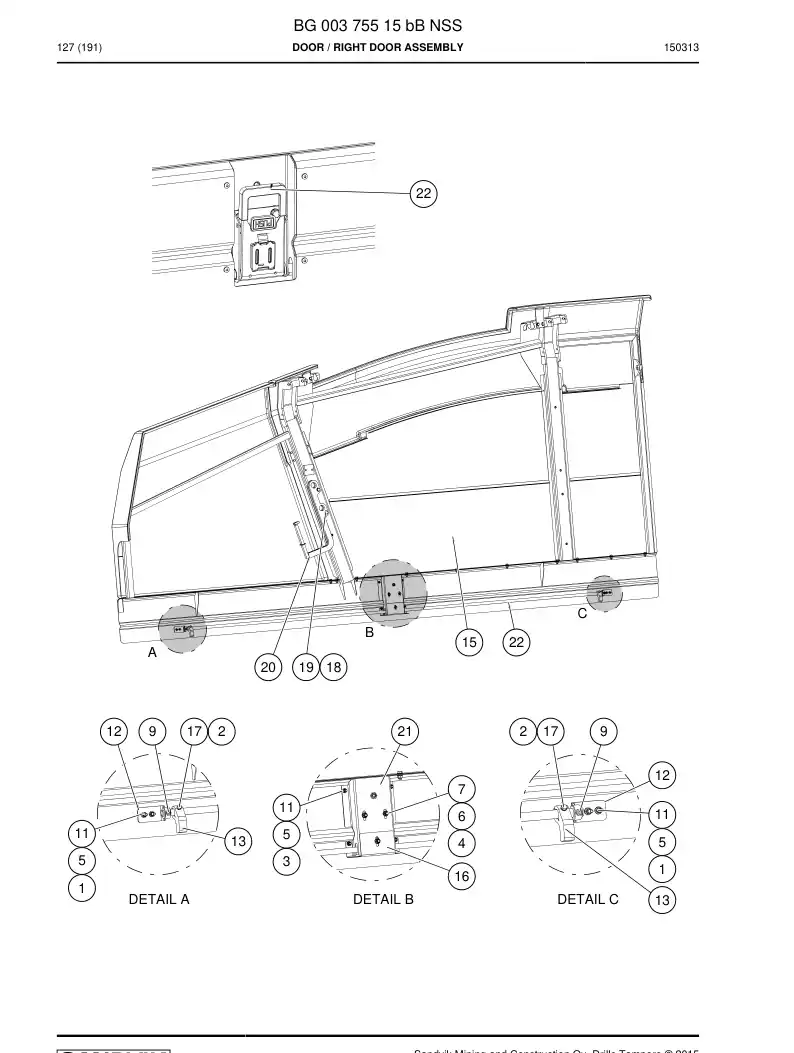 BG00375515b BG 003 755 15b Door - Sandvik Technical Drawing