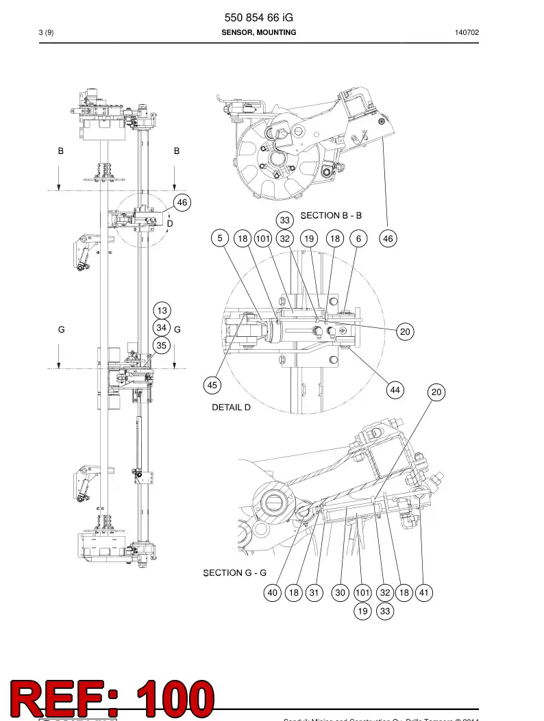 BG00375860a BG 003 758 60a Pre-Installed Device - Sandvik Technical Drawing