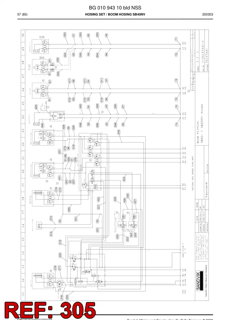 BG00375980a BG 003 759 80a Hose Assembly, Hydraulic - Sandvik Technical Drawing