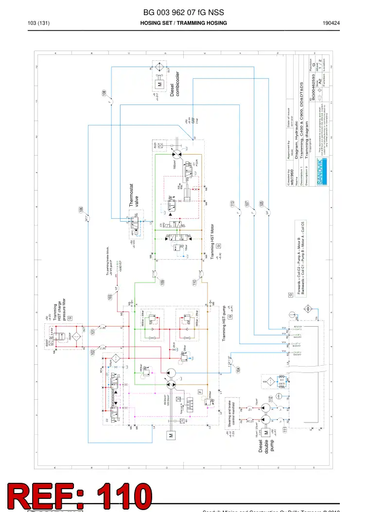 BG00377707a BG 003 777 07a Hose Assembly, Hydraulic - Sandvik Technical Drawing