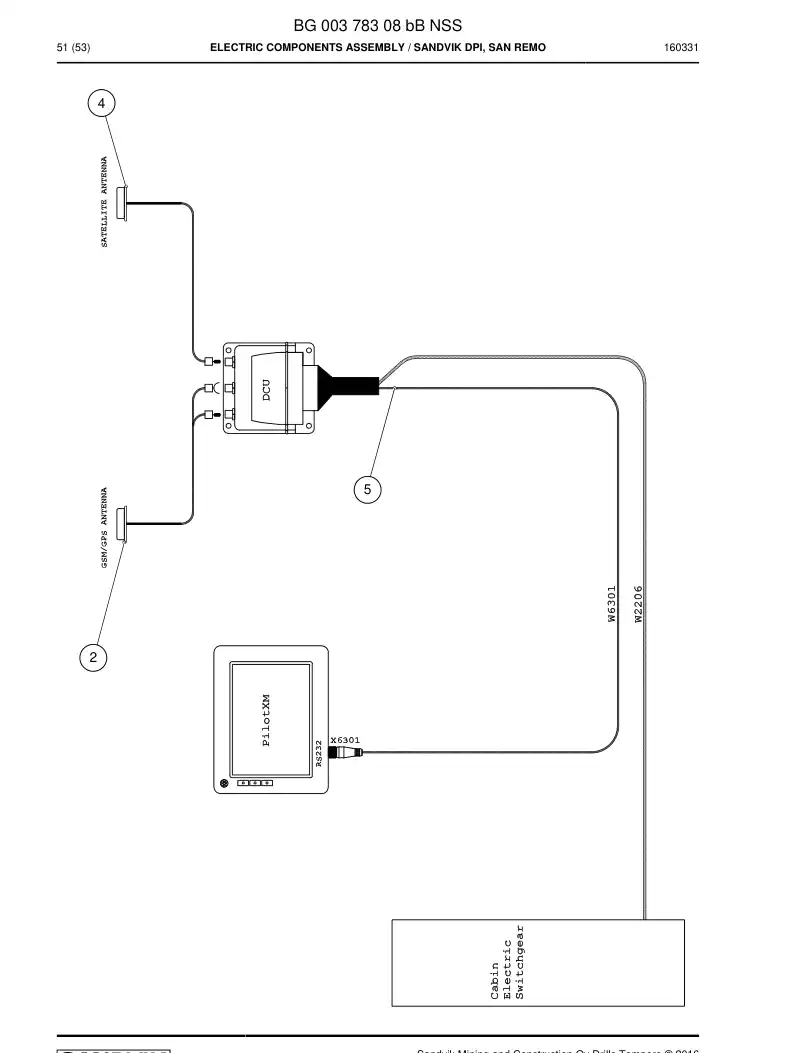 BG00378308b BG 003 783 08b Electric Components Assembly - Sandvik Technical Drawing