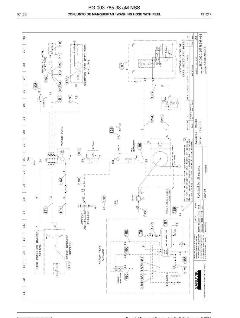 BG00378538a BG 003 785 38a HOSE SET - Sandvik Technical Drawing