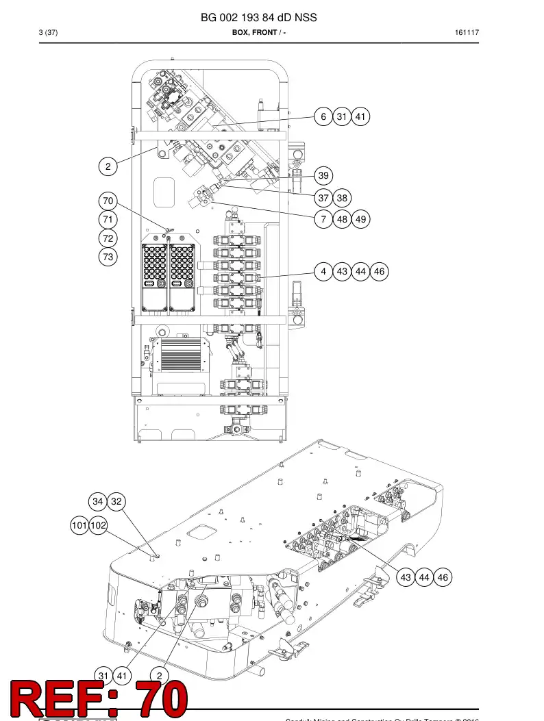 BG00378812a BG 003 788 12a Cord, Earth Connection - Sandvik Technical Drawing