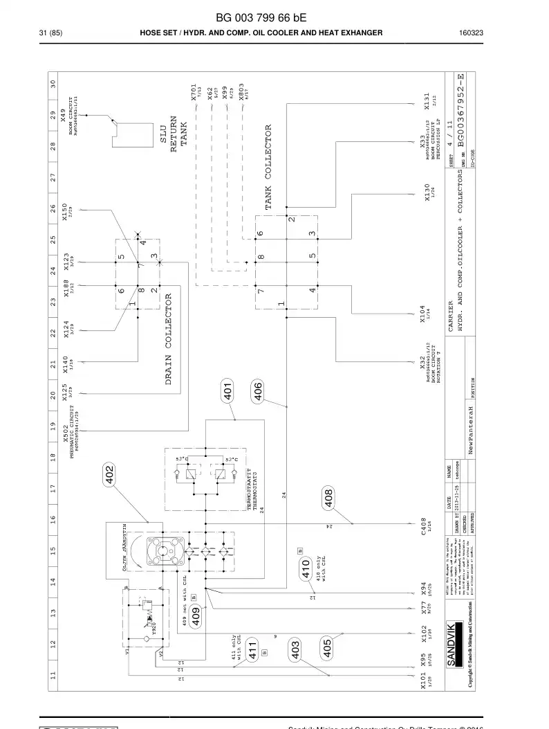 BG00379966c BG 003 799 66c Hose Set - Sandvik Technical Drawing
