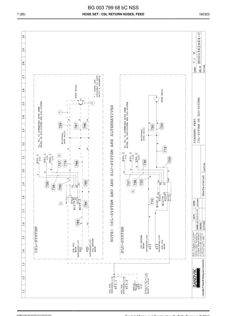BG00379968c BG 003 799 68c Hose Set - Sandvik Technical Drawing