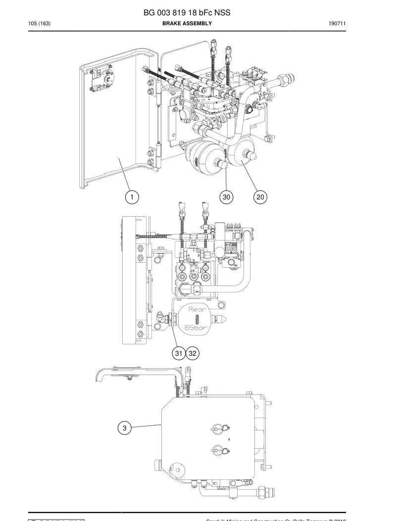 BG00381918b BG 003 819 18b Brake Assembly - Sandvik Technical Drawing