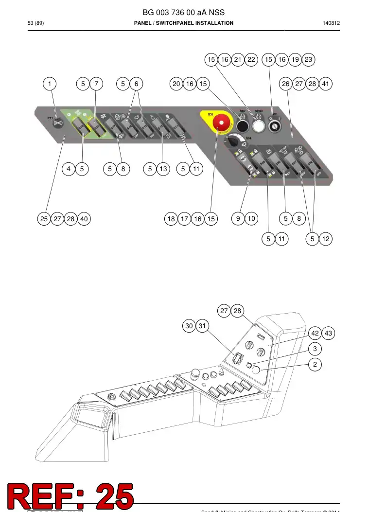 BG00381942a BG 003 819 42a Plate, Mounting - Sandvik Technical Drawing
