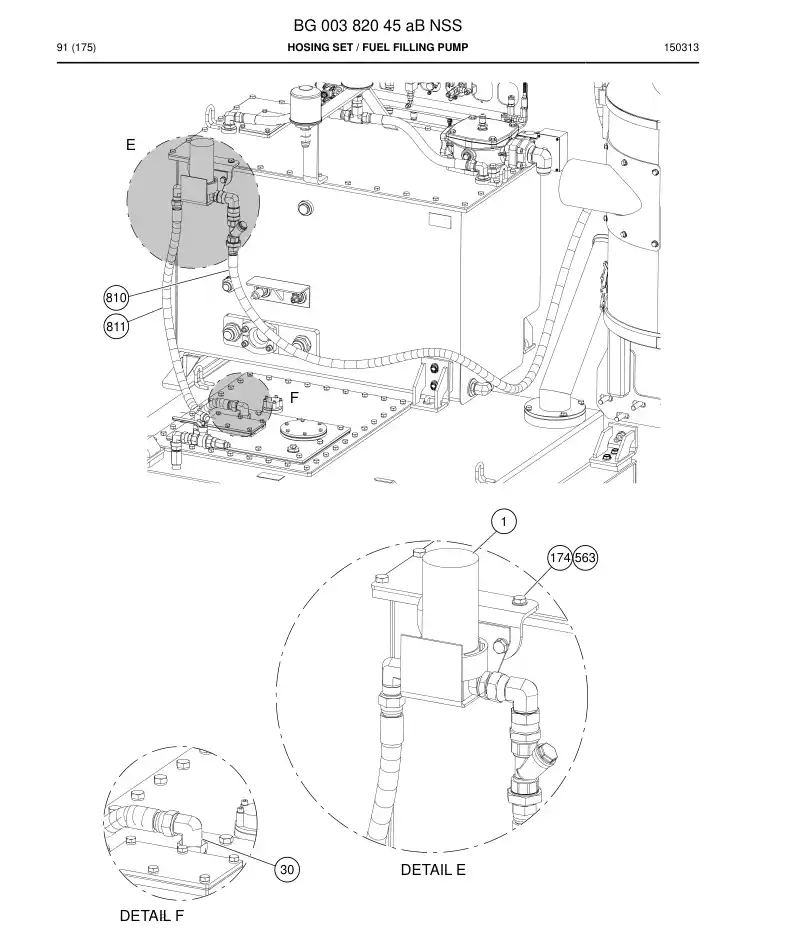BG00382045a BG 003 820 45a Hosing Set - Sandvik Technical Drawing