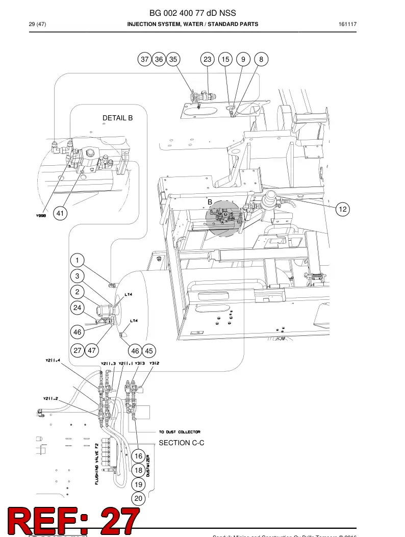 BG00382373a BG 003 823 73a Adapter, Hydraulic - Sandvik Technical Drawing