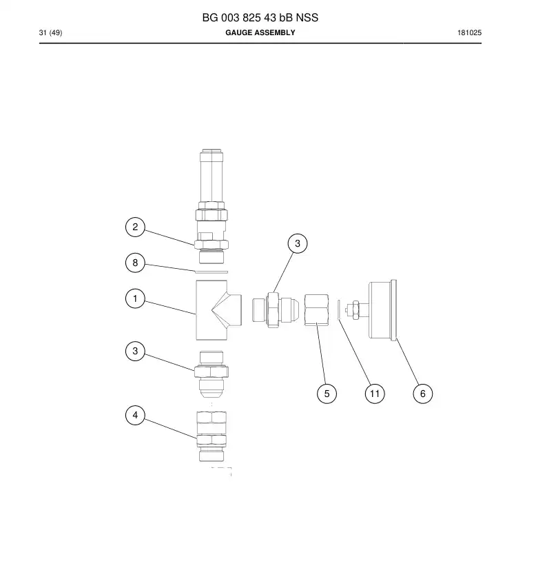 BG00382543b BG 003 825 43b Gauge Assembly - Sandvik Technical Drawing