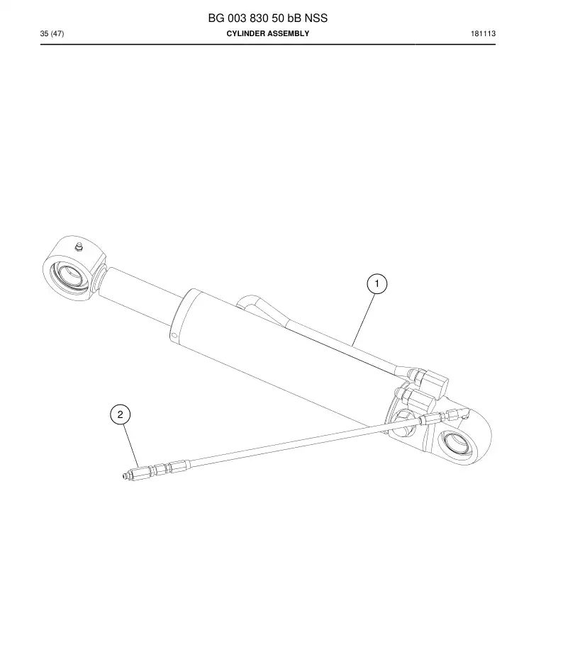 BG00383050b BG 003 830 50b Cylinder Assembly - Sandvik Technical Drawing
