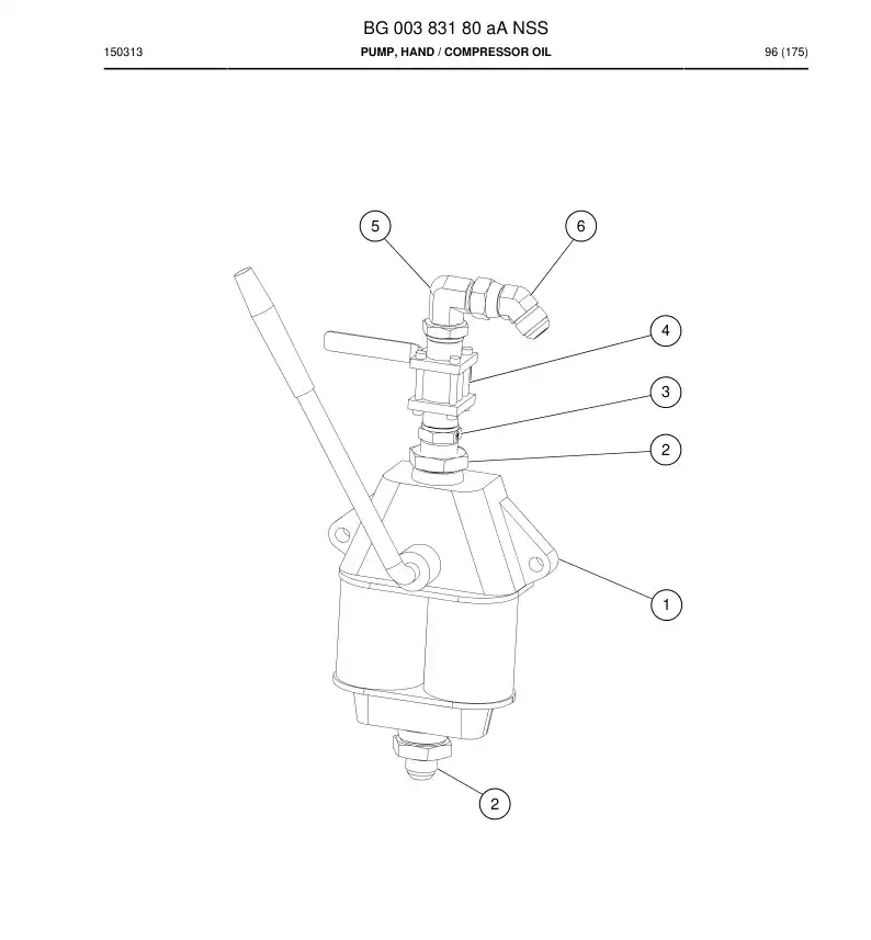BG00383180a BG 003 831 80a Pump, Hand - Sandvik Technical Drawing