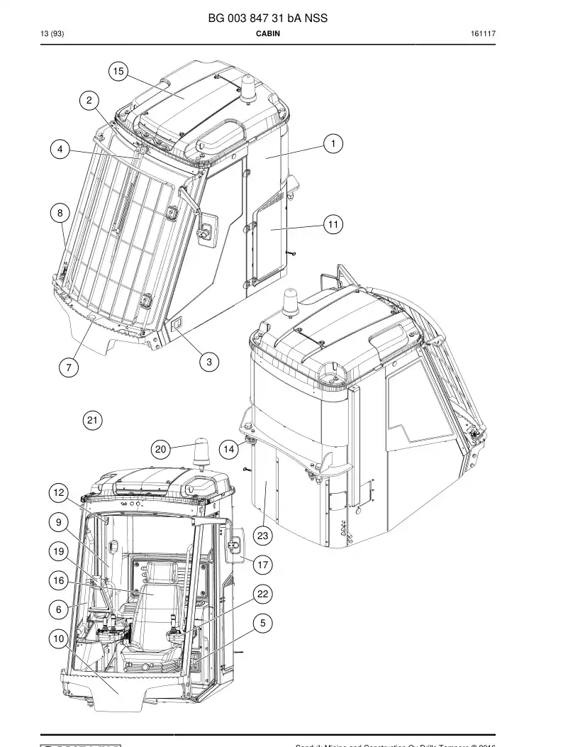BG00384731b BG 003 847 31b Cabin - Sandvik Technical Drawing