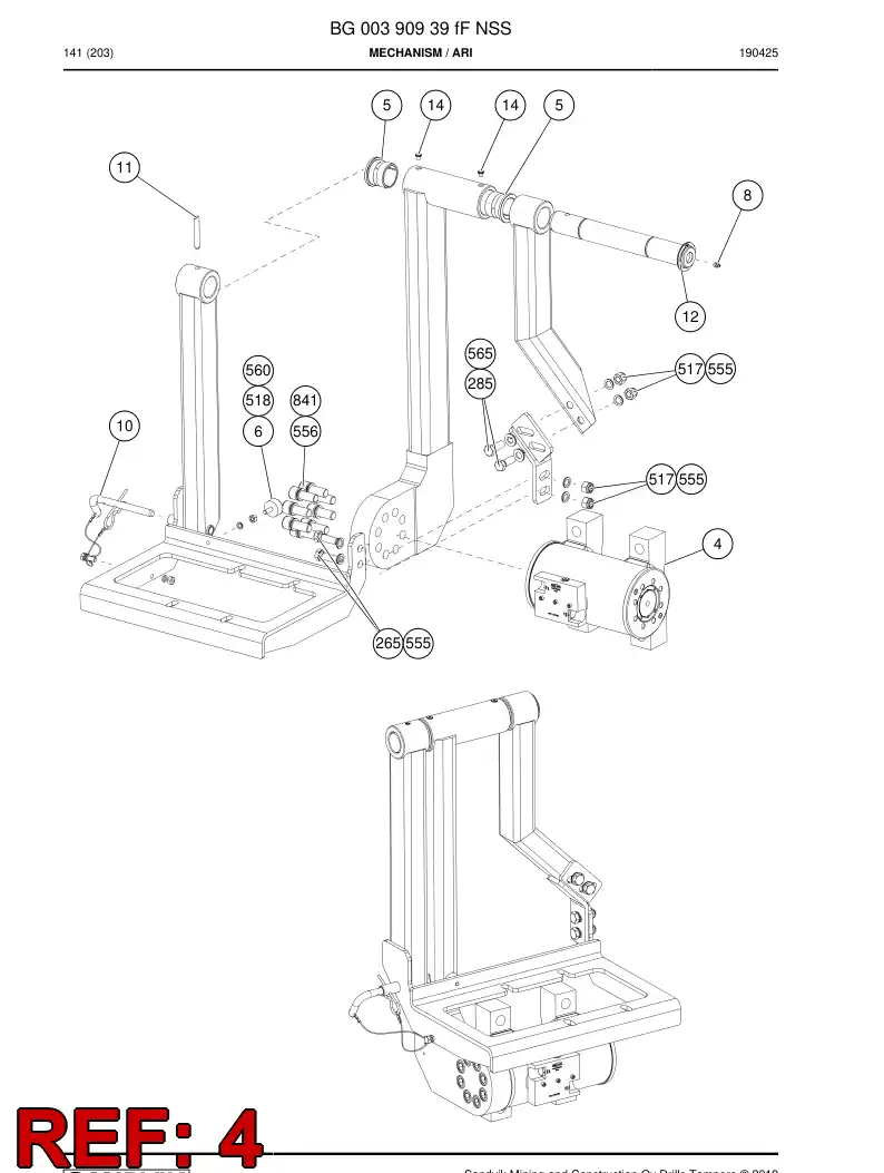 BG00386903a BG 003 869 03a Actuator, Rotary - Sandvik Technical Drawing