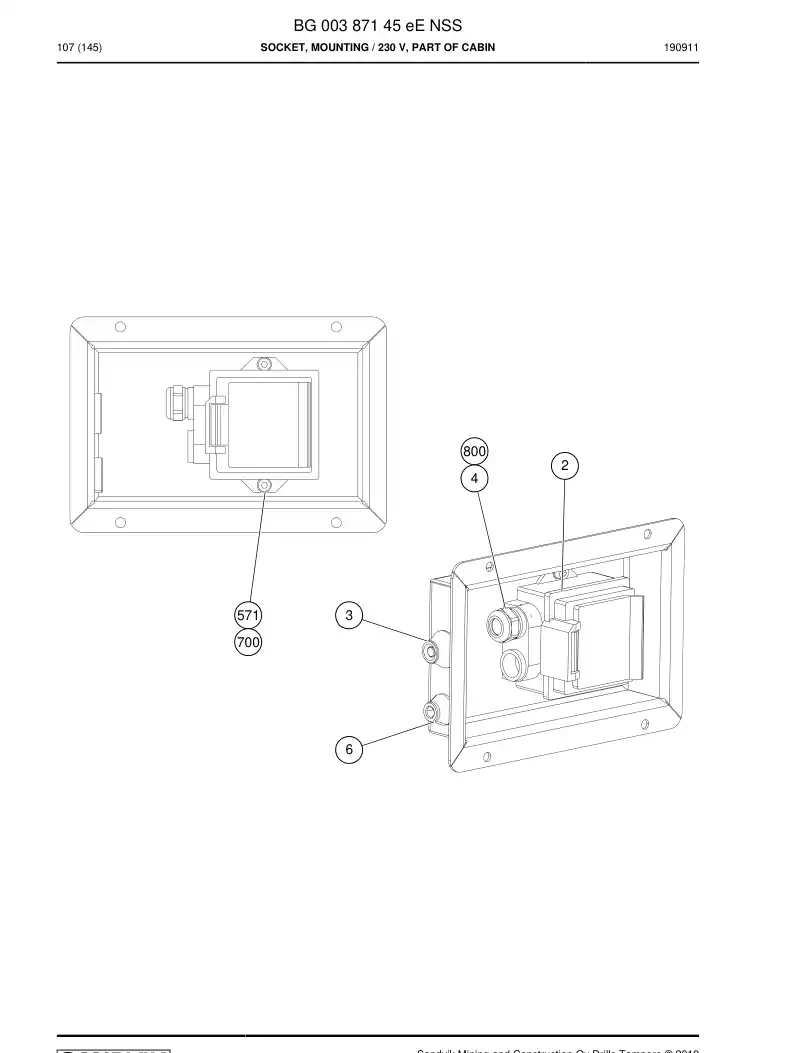 BG00387145e BG 003 871 45e Socket, Mounting - Sandvik Technical Drawing