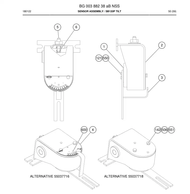 BG00388238a BG 003 882 38a Sensor Assembly - Sandvik Technical Drawing