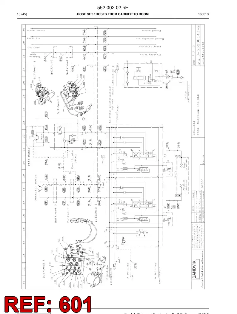 BG00389050a BG 003 890 50a Hose Assembly - Sandvik Technical Drawing