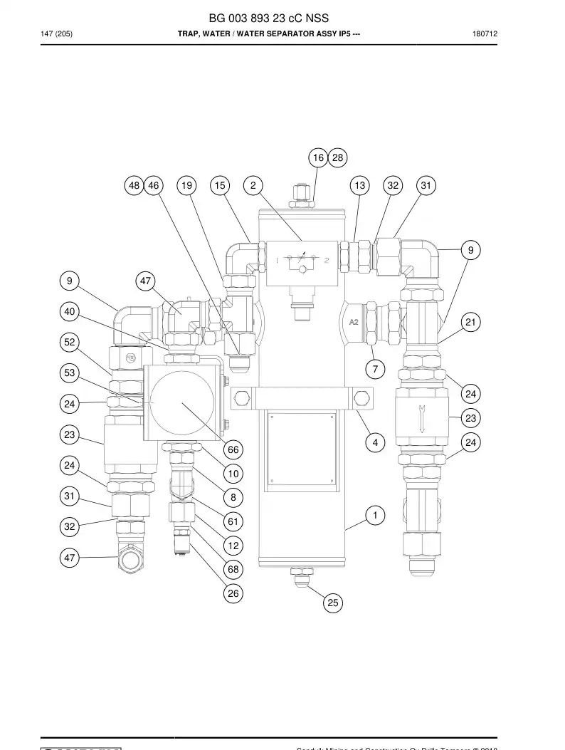 BG00389323c BG 003 893 23c Trap, Water - Sandvik Technical Drawing