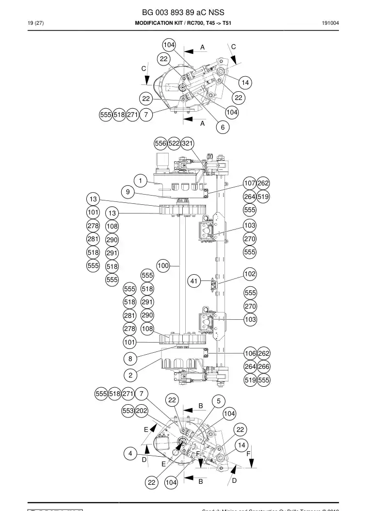BG00389389a BG 003 893 89a Modification Kit - Sandvik Technical Drawing