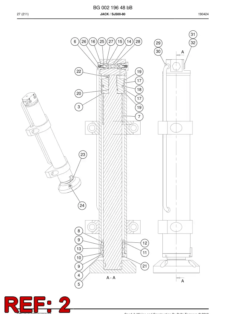 BG00390266a BG 003 902 66a Rod, PISTON - Sandvik Technical Drawing