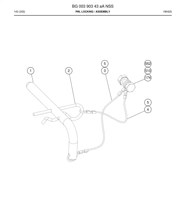 BG00390343a BG 003 903 43a Pin, Locking - Sandvik Technical Drawing