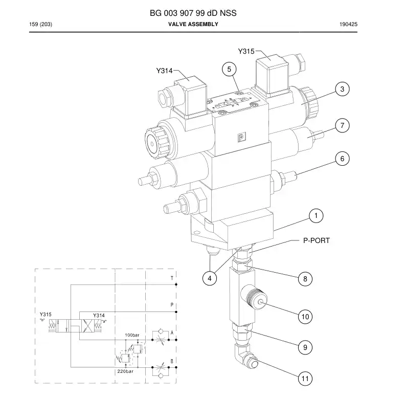 BG00390799d BG 003 907 99d Valve Assembly - Sandvik Technical Drawing