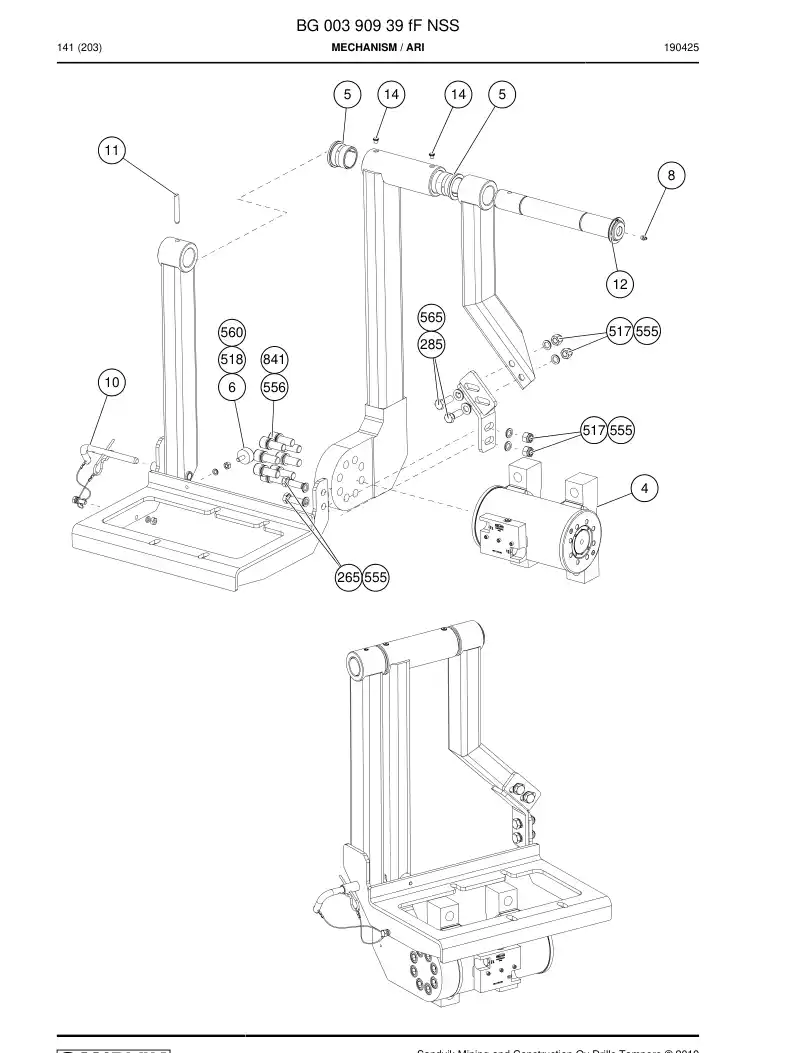 BG00390939f BG 003 909 39f Mechanism - Sandvik Technical Drawing