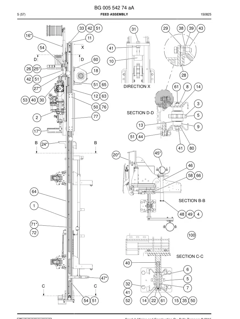 BG00391098a BG 003 910 98a Support, Hose - Sandvik Technical Drawing