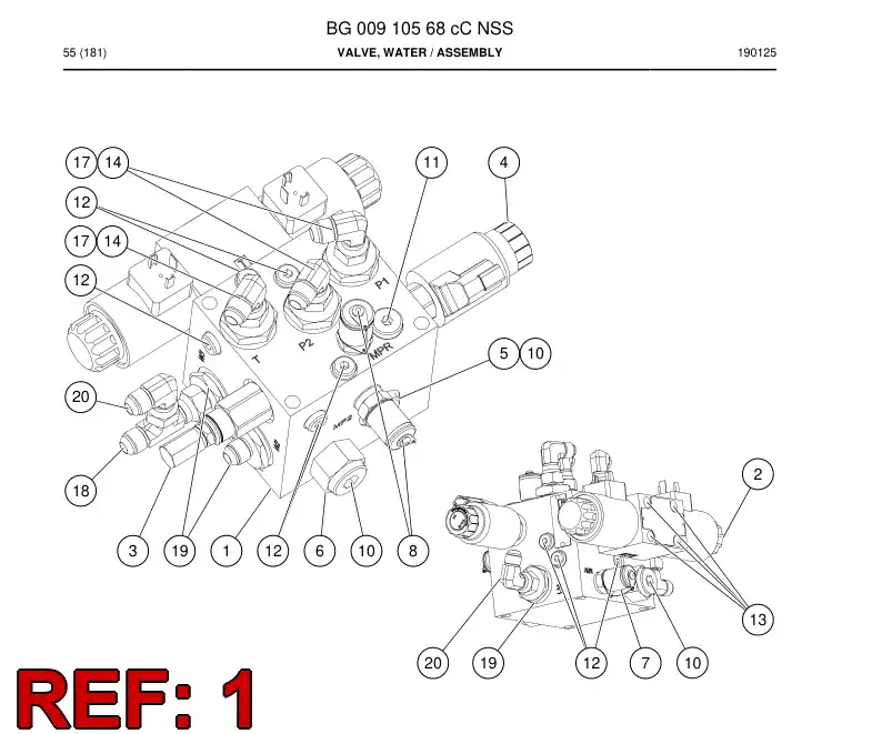 BG00391322b BG 003 913 22b Valve, Water - Sandvik Technical Drawing