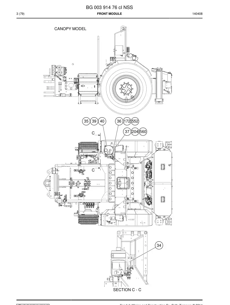 BG00391476c BG 003 914 76c Front module - Sandvik Technical Drawing