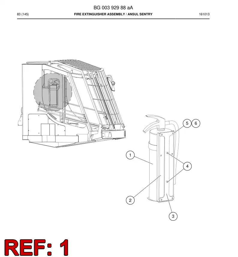 BG00391516a BG 003 915 16a Fire Extinguisher - Sandvik Technical Drawing