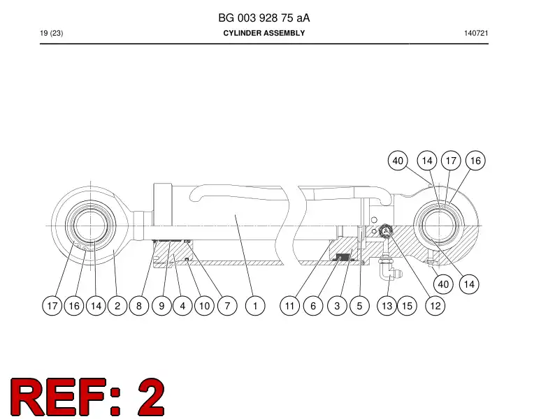 BG00392876a BG 003 928 76a PISTON Rod Assembly - Sandvik Technical Drawing