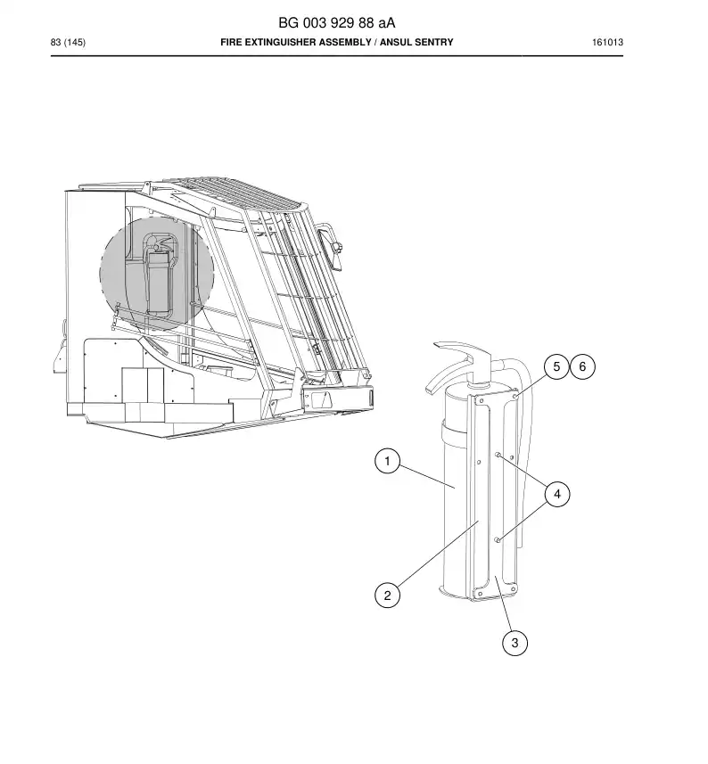 BG00392988a BG 003 929 88a Fire Extinguisher Assembly - Sandvik Technical Drawing