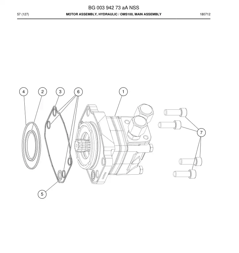 BG00394273a BG 003 942 73a Motor Assembly, Hydraulic - Sandvik Technical Drawing