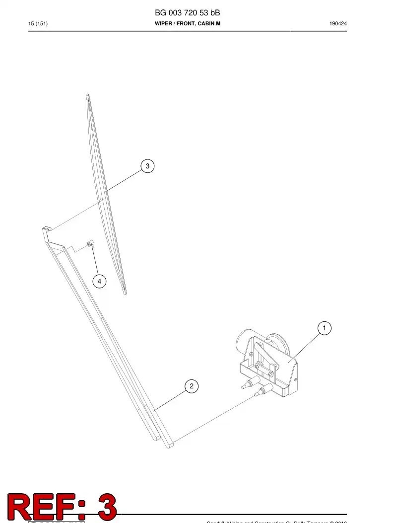 BG00394361b BG 003 943 61b Blade, Wiper - Sandvik Technical Drawing