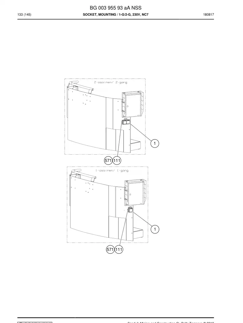 BG00395593a BG 003 955 93a Socket, Mounting - Sandvik Technical Drawing