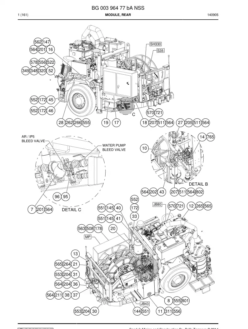 BG00396477b BG 003 964 77b Module, Rear - Sandvik Technical Drawing