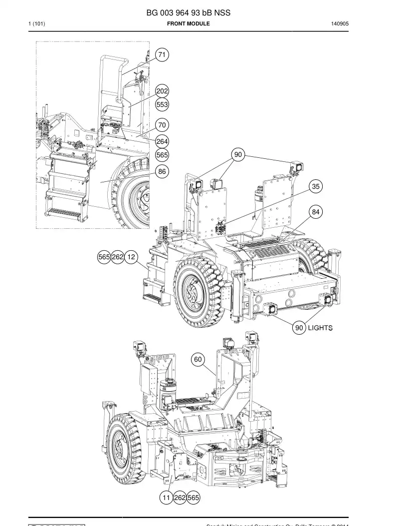 BG00396493b BG 003 964 93b Front module - Sandvik Technical Drawing