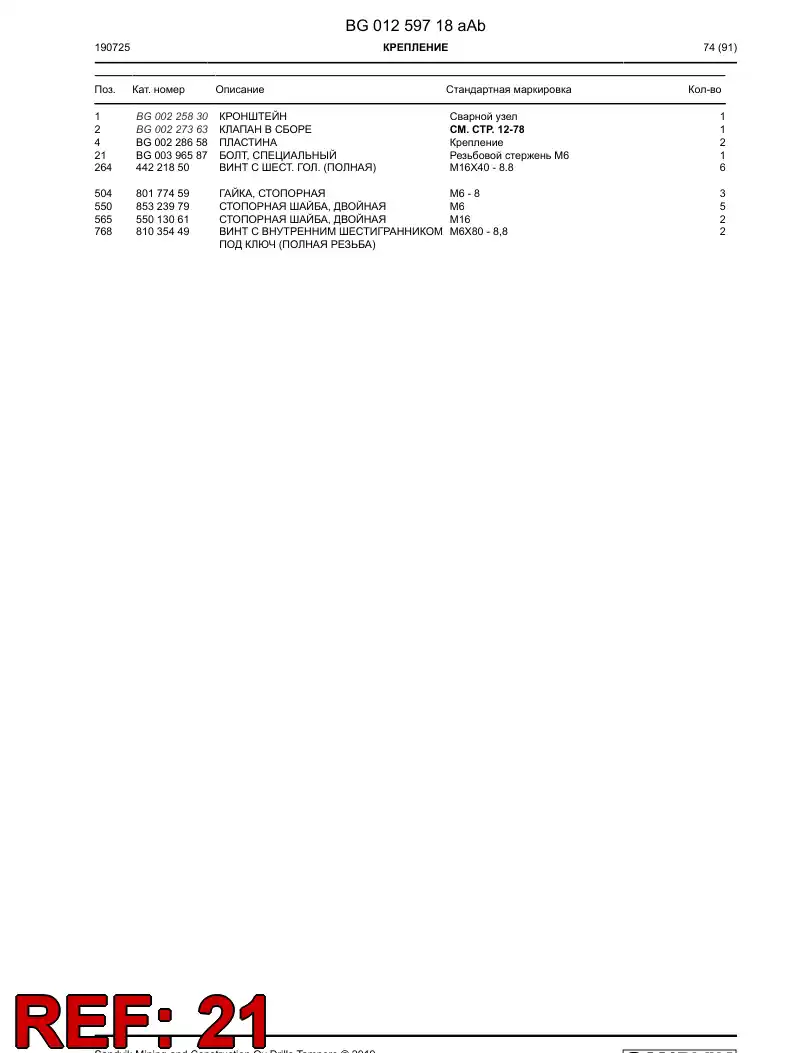 BG00396587b BG 003 965 87b Bolt, Special - Sandvik Technical Drawing